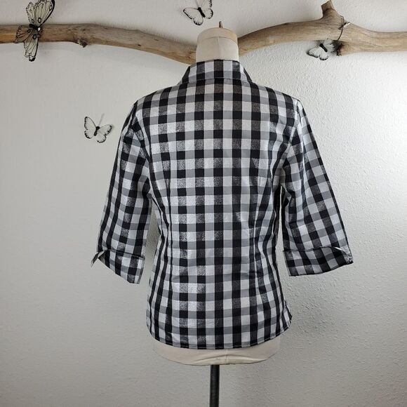 Lavendar & honey  black and white plaid blouse - Picture 5 of 8